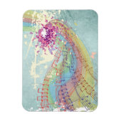 レトロのレインボーと音楽のノートが美しいテクスチャ マグネット (縦)