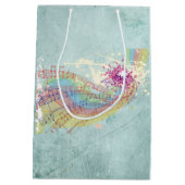 レトロのレインボーと音楽のノートが美しいテクスチャ ミディアムペーパーバッグ (裏面)