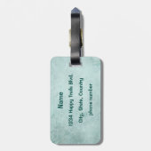 レトロのレインボーと音楽のノートが美しいテクスチャ ラゲッジタグ (裏面縦)