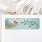 レトロのレインボーと音楽のノートが美しいテクスチャ ラベル (インサイチュ)