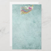 レトロのレインボーと音楽のノートが美しいテクスチャ 便箋 (正面/裏面)