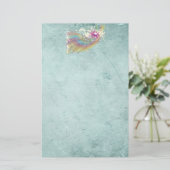 レトロのレインボーと音楽のノートが美しいテクスチャ 便箋 (スタンド正面)