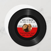 レトロのレコードあなたの写真の保存日付 セーブザデート (正面/裏面)