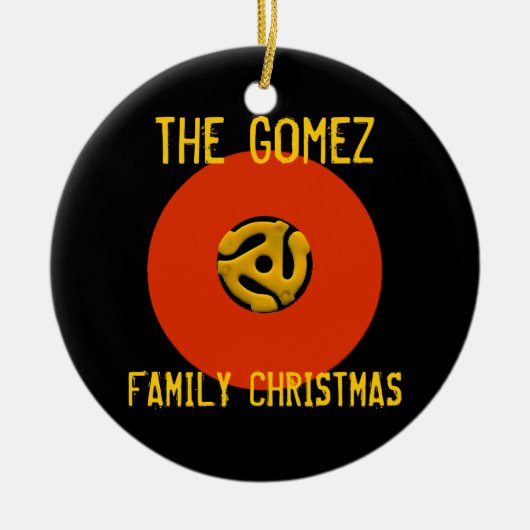 レトロのレコードのクリスマスのオーナメント セラミックオーナメント (正面)