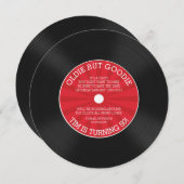 レトロのレコードの誕生日のパーティの招待状 招待状 (正面/裏面)