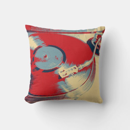 レトロのレコードプレーヤのターンテーブルのクッションの枕 クッション (正面)