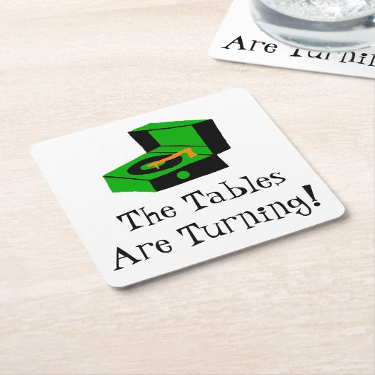 レトロのレコードプレーヤの紙のコースター スクエアペーパーコースター (アングル)