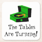 レトロのレコードプレーヤの紙のコースター スクエアペーパーコースター (正面)