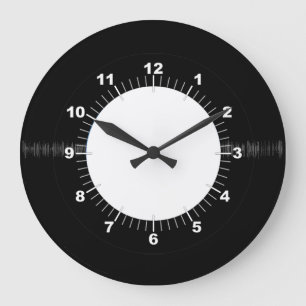 レトロのレコード白黒W/Clockの顔 ラージ壁時計