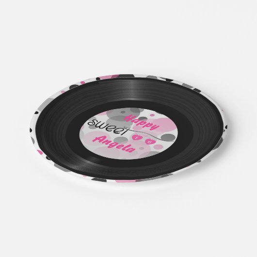 レトロのレコード|のカスタムな菓子16の紙皿 ペーパープレート (アングル)
