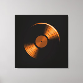 レトロのレコード・アルバム(オレンジ色) キャンバスプリント