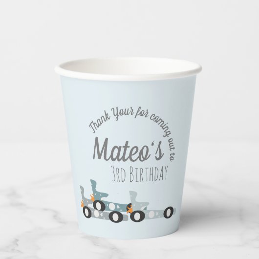 レトロのレーシングカー，月面スター，3パーティー 紙コップ (正面)