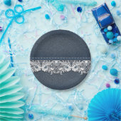 レトロのレースおよびデニムの質 ペーパープレート (パーティー)