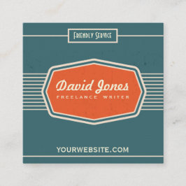 レトロのロゴのスタイルの正方形の形の名刺のティール（緑がかった色） スクエア名刺