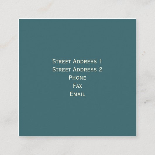 レトロのロゴのスタイルの正方形の形の名刺のティール(緑がかった色) スクエア名刺 (裏面)