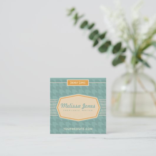 レトロのロゴのスタイルの正方形の形の名刺の水 スクエア名刺 (スタンド正面)