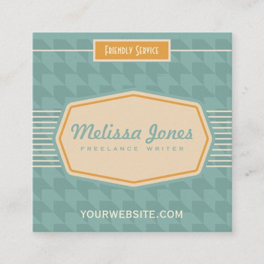 レトロのロゴのスタイルの正方形の形の名刺の水 スクエア名刺 (正面)