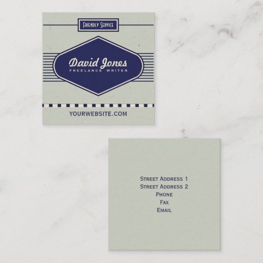 レトロのロゴのスタイルの正方形の形の名刺の灰色 スクエア名刺 (正面/裏面)