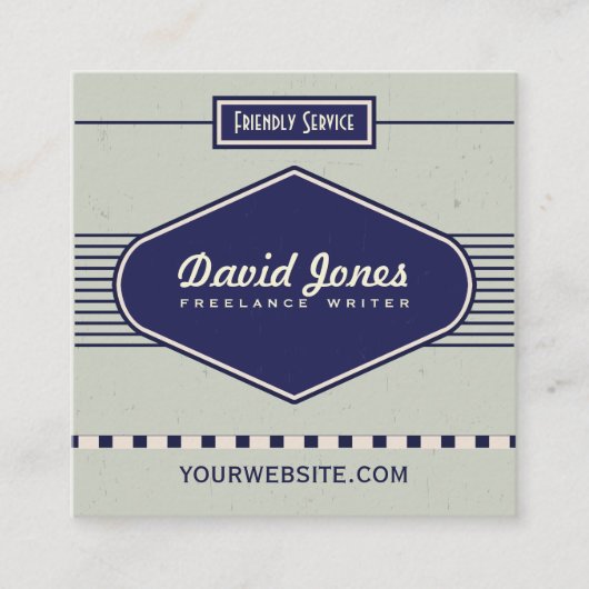 レトロのロゴのスタイルの正方形の形の名刺の灰色 スクエア名刺 (正面)