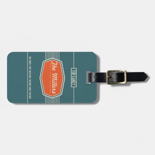 レトロのロゴパーソナライズな家族の荷物のラベル ラゲッジタグ (正面横)