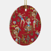 レトロのロデオの女性のカーボーイのクリスマスツリーのオーナメント セラミックオーナメント (右)