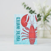 レトロのロブスターの郵便はがきの招待状 インビテーションポストカード (スタンド正面)