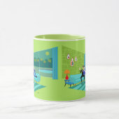 レトロのロマンチックで陽気なカップルのマグ マグカップ (中央)