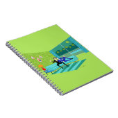 レトロのロマンチックで陽気なカップルの螺線形ノート ノートブック (右側)