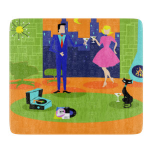 レトロのロマンチックな夕べのカップルのまな板 カッティングボード