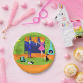 レトロのロマンチックな夕べのカップルの紙皿 ペーパープレート (パーティー)