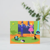 レトロのロマンチックな夕べのカップルの郵便はがき ポストカード (スタンド正面)