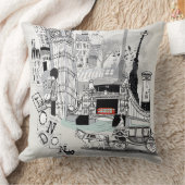 レトロのロンドンの都市によって印刷されるクッション クッション (ブランケット)