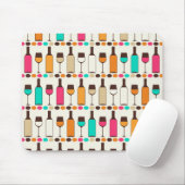 レトロのワイン・ボトルおよびガラス マウスパッド (マウス)