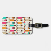 レトロのワイン・ボトルおよびガラス ラゲッジタグ (正面横)