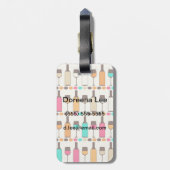 レトロのワイン・ボトルおよびガラス ラゲッジタグ (裏面縦)