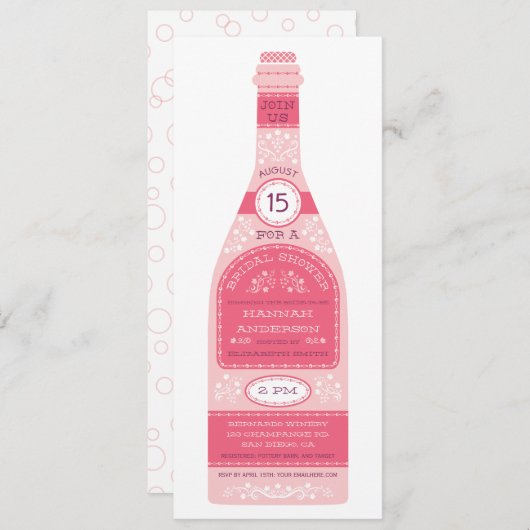 レトロのワイン・ボトルのブライダルシャワーの招待状 招待状 (正面/裏面)