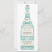 レトロのワイン・ボトルのブライダルシャワーの招待状II 招待状 (正面)