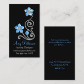 レトロのヴィンテージによって宝石で飾られる青いデザインの名刺 名刺 (正面/裏面)