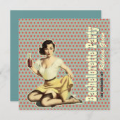 レトロのヴィンテージのおもしろいのバチェロレッテの招待 招待状 (正面/裏面)