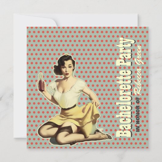 レトロのヴィンテージのおもしろいのバチェロレッテの招待 招待状 (正面)