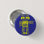 レトロのヴィンテージのおもちゃのロボット(黄色/青)眼識 缶バッジ (正面&裏面)