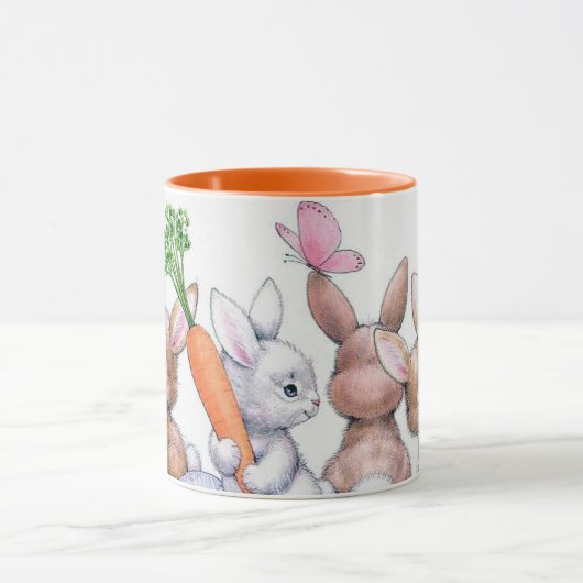 レトロのヴィンテージのイースターのウサギの休日 マグカップ (中央)