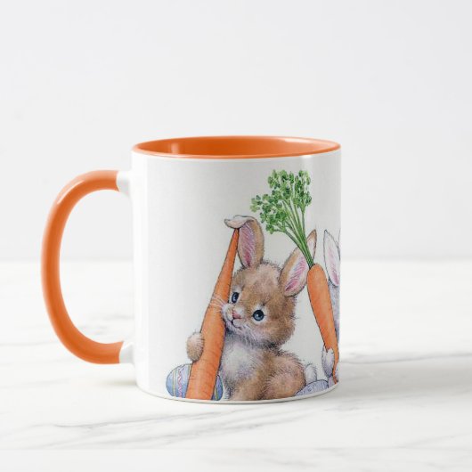 レトロのヴィンテージのイースターのウサギの休日 マグカップ (左)