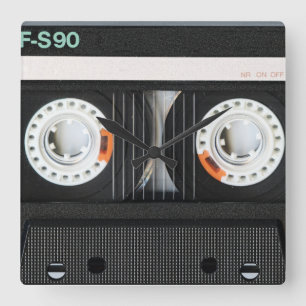 レトロのヴィンテージのカセットテープのレコーダー70s 80s スクエア壁時計