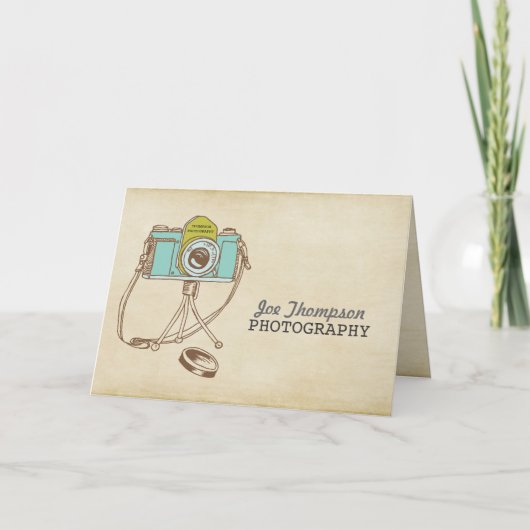 レトロのヴィンテージのカメラのカメラマンのサンキューカード サンキューカード (正面)