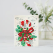 レトロのヴィンテージのキャンディ・ケーンはメッセージカードを加えます シーズンカード (スタンド正面)