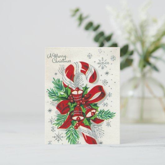 レトロのヴィンテージのキャンディ・ケーンはメッセージカードを加えます シーズンカード (スタンド正面)