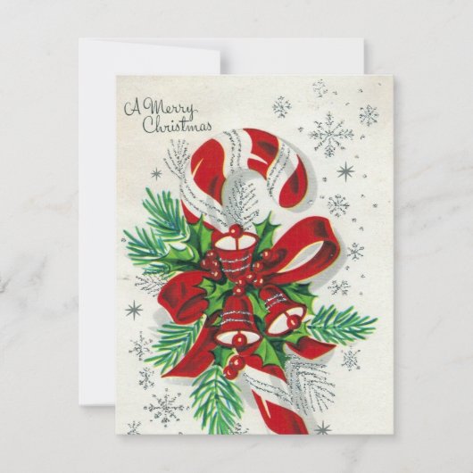 レトロのヴィンテージのキャンディ・ケーンはメッセージカードを加えます シーズンカード (正面)