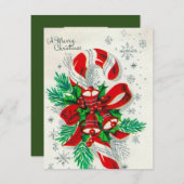 レトロのヴィンテージのキャンディ・ケーンはメッセージカードを加えます シーズンカード (正面/裏面)