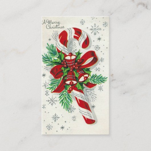 レトロのヴィンテージのキャンディ・ケーンはメッセージカードを加えます 名刺 (正面)